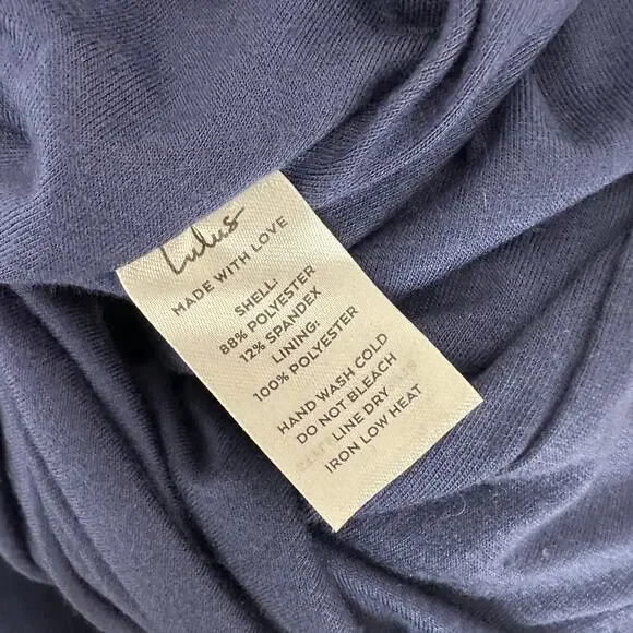 Lulus Iconic Allure Navy Blue Cowl Neck Lace Up Ruched Maxi Dress Stretch XS NWT - Picture 12 of 13